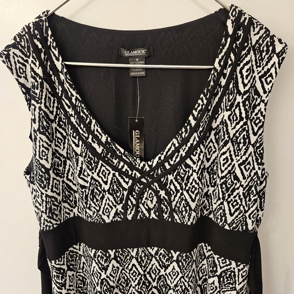 NWT - Glamour Black and White Stretch Midi Dress - Size 16 - Picture 12 of 12